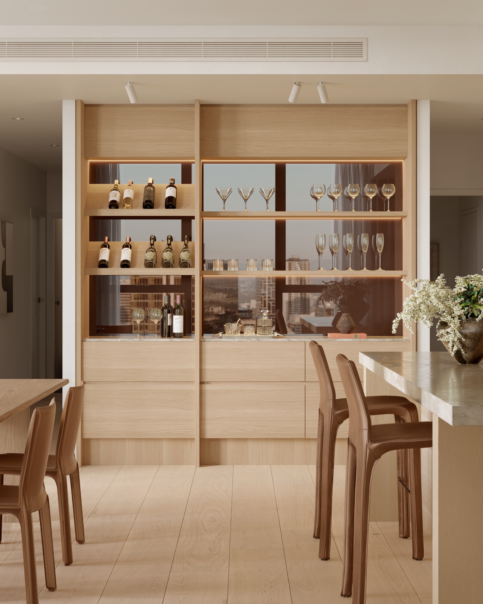 A built-in bar in an Alta residence